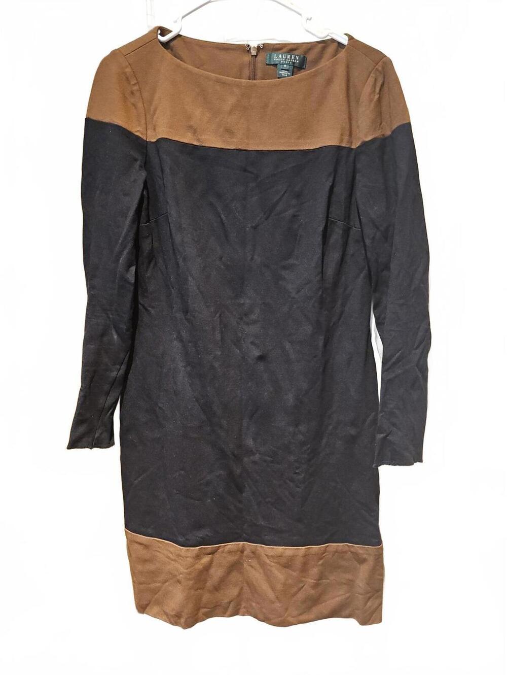 Lauren Ralph Lauren Colorblock Knee Length Long Sleeve Dress Size 8 Never Worn